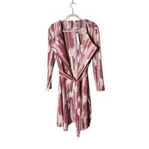 Chicos Travelers Pleated Crinkled‎ Duster Trench Jacket Size 10 Open Front Artsy